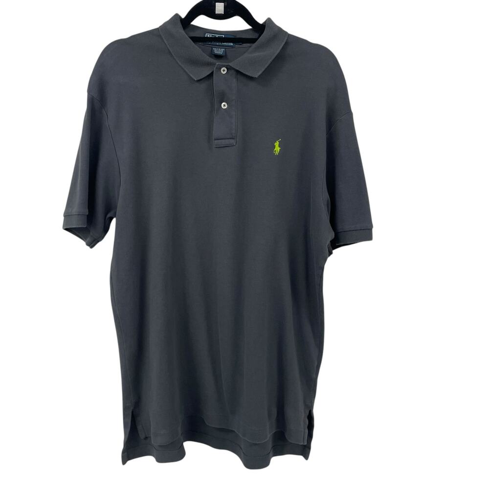 Polo by Ralph Lauren Short Sleeve Polo Shirt Gray Green Logo Embroidery Large